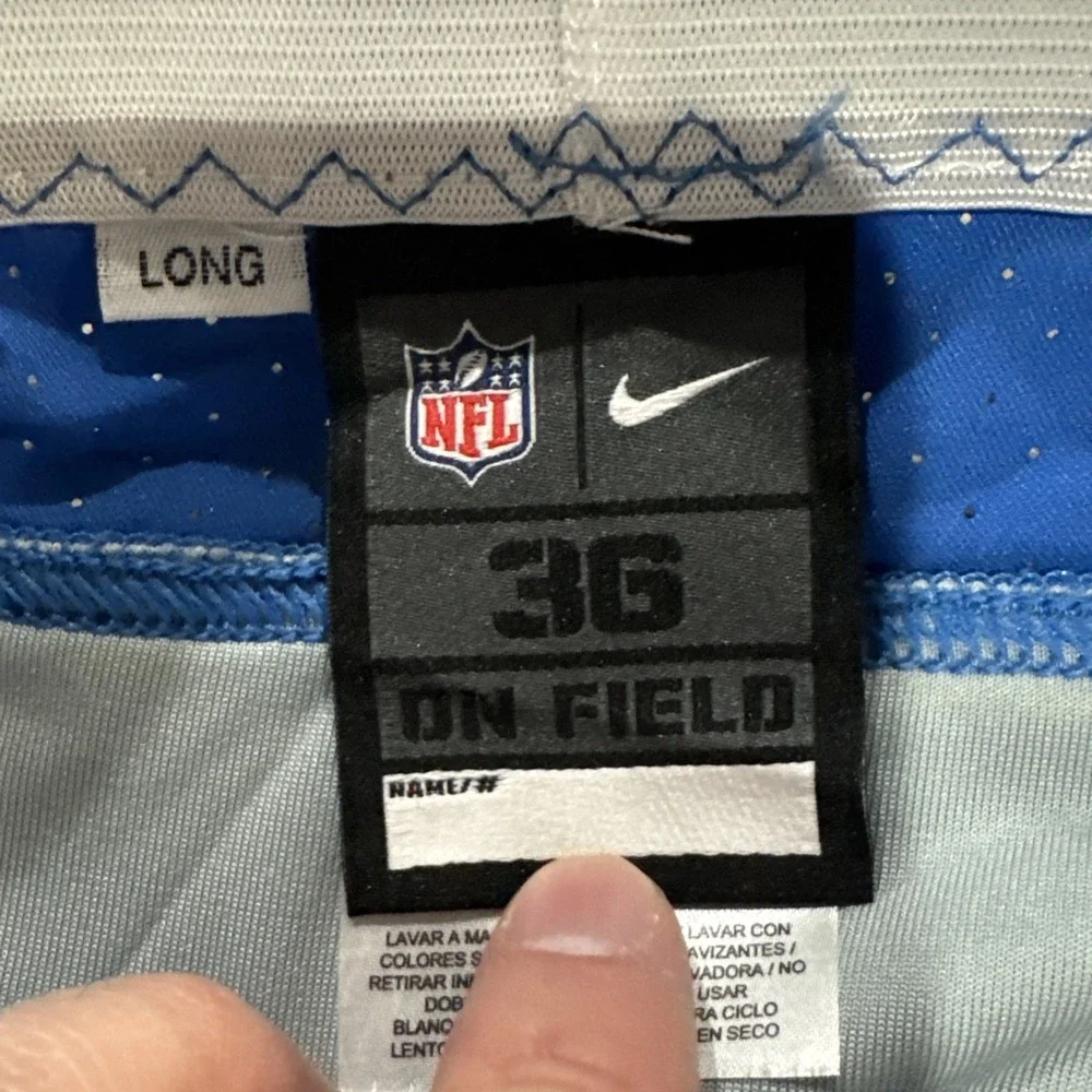 2017 Detroit Lions NFL Game Issued Worn Blue Pants Nike DRI-FIT Size 36 Long